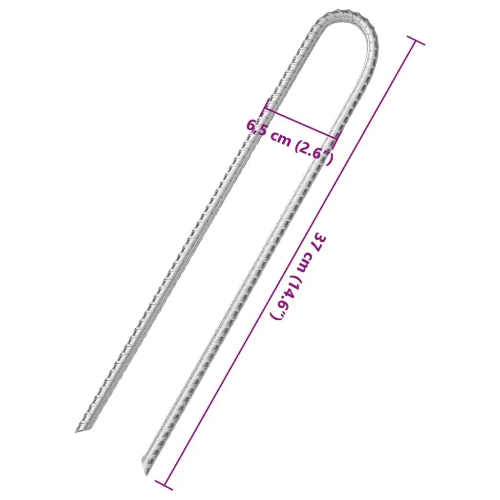 Vidaxl piquets de tente 6 pcs en forme de U ø10 mm 37 cm acier galvanisé 5/5