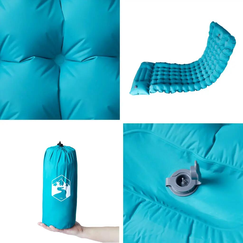 Matelas de Camping Auto-Gonflant Vidaxl avec Oreiller - Bleu 5/7