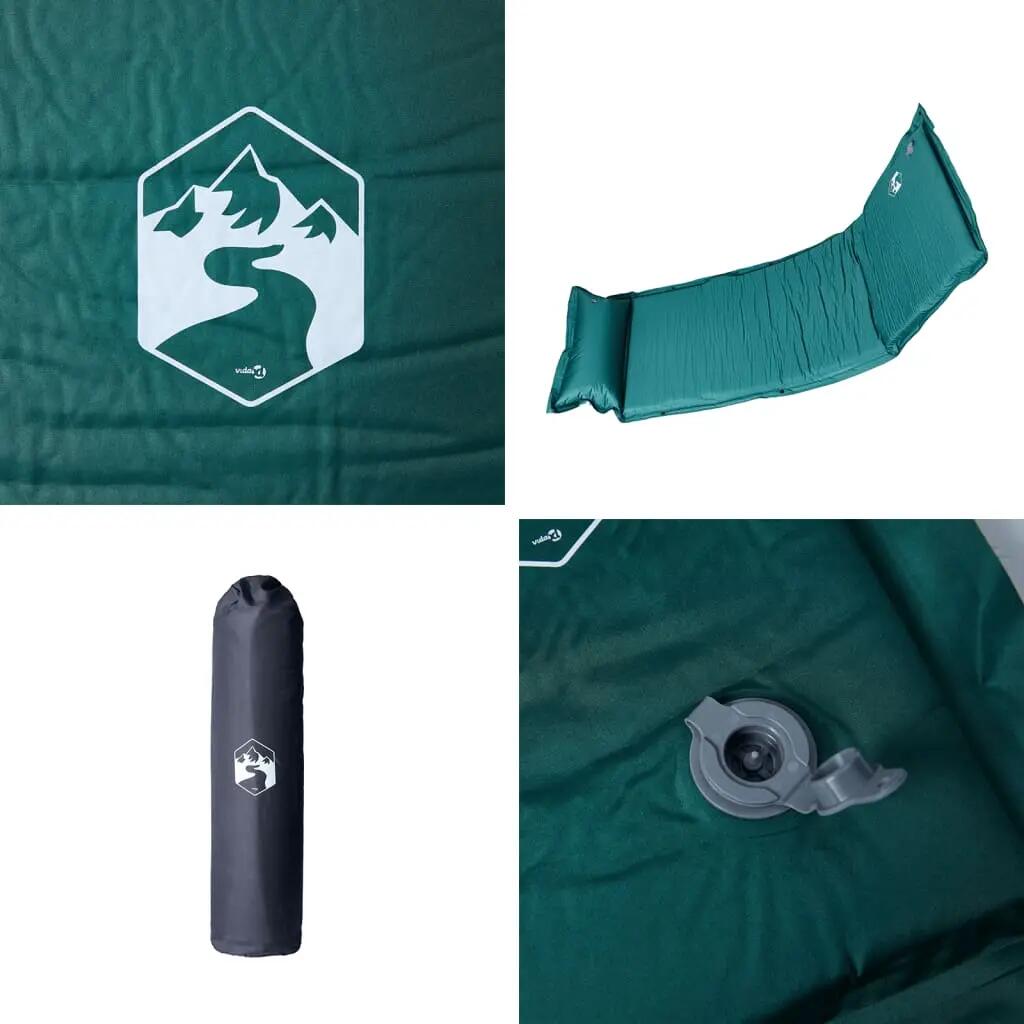 Matelas de camping auto-gonflant Vidaxl avec oreiller pour 1 personne - Vert 5/7