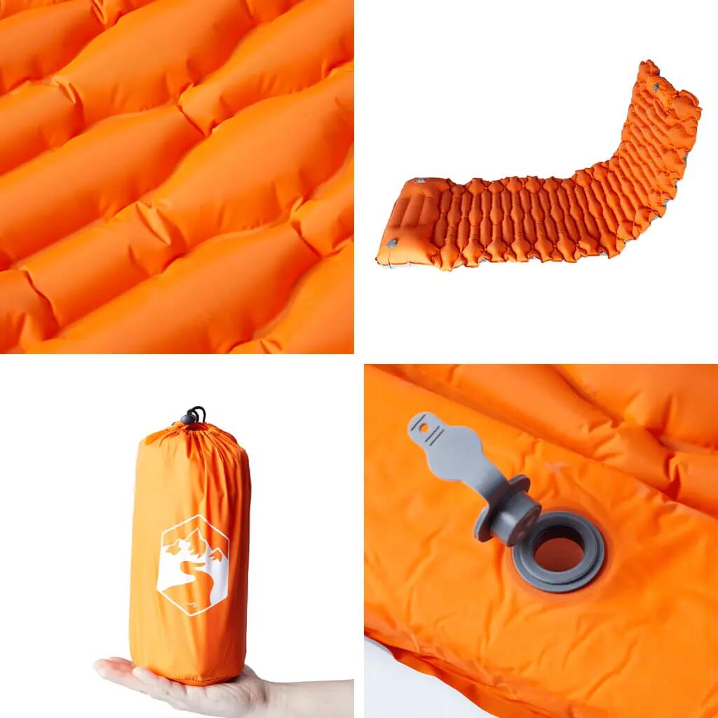 Matelas de Camping Auto-Gonflant avec Oreiller - Orange 5/7