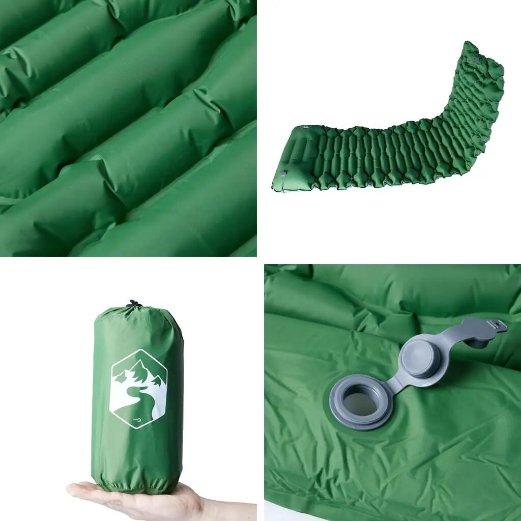 Matelas de camping auto-gonflant Vidaxl avec oreiller - 1 personne vert 5/7