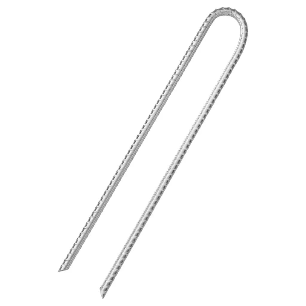Vidaxl piquets de tente 6 pcs en forme de U ø10 mm 37 cm acier galvanisé 3/5
