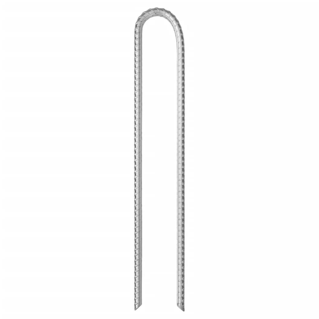 Vidaxl piquets de tente 6 pcs en forme de U ø10 mm 37 cm acier galvanisé 2/5