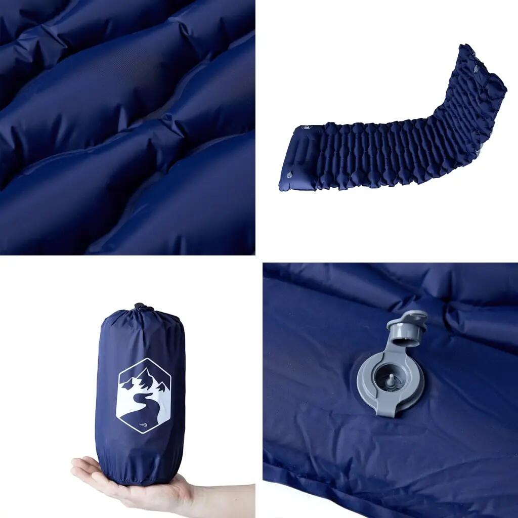 Matelas de Camping Auto-Gonflant avec Oreiller VidaXL - Bleu Marine 5/7