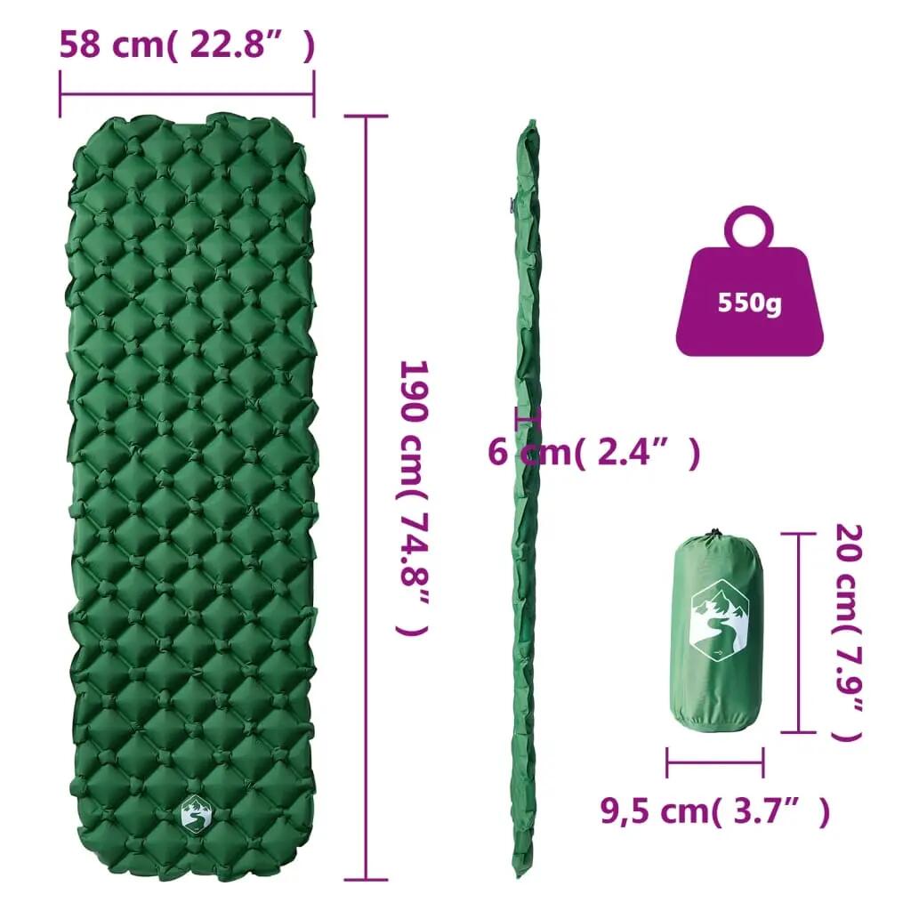 Matelas de Camping Gonflable Vidaxl 190x58x6 cm pour 1 Personne - Vert 6/7