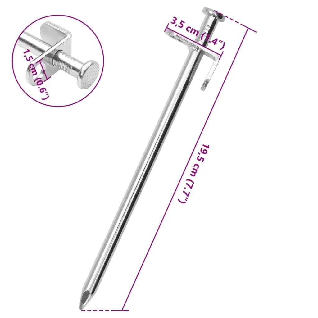 Piquets de tente Vidaxl 24 pcs 8 mm 195 cm en acier galvanisé 6/6
