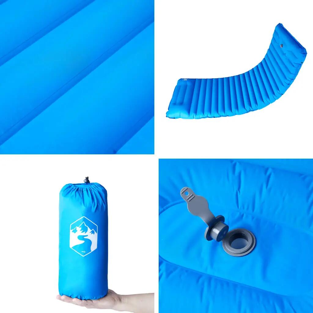 Vidaxl Zelfopblazend Kampeermatras met Kussen - Blauw 5/7