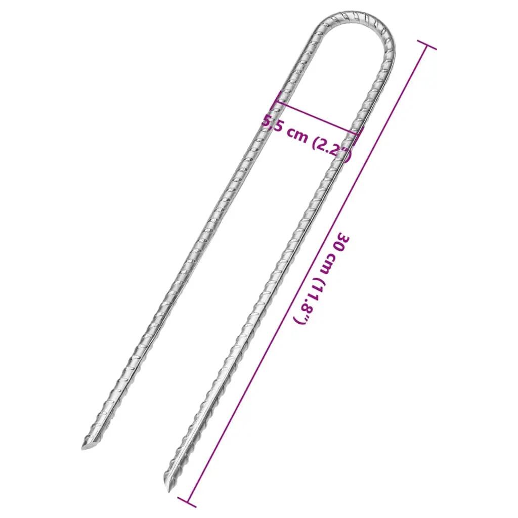 VidaXL Piquets de tente en U 6 pcs Ø7 mm 30 cm acier galvanisé 5/6