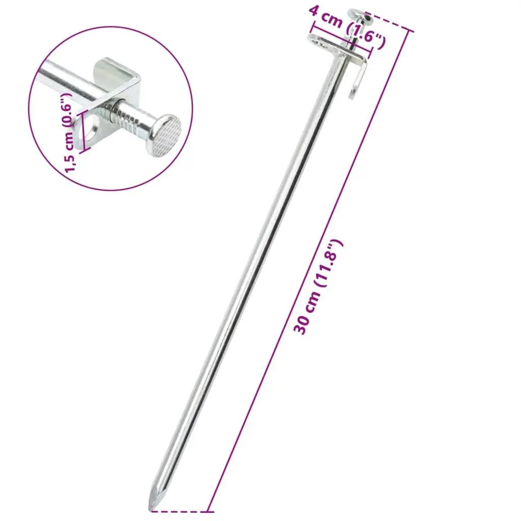 Piquets pour tente VidaXL 24 pcs 8 mm x 30 cm acier galvanisé 6/7