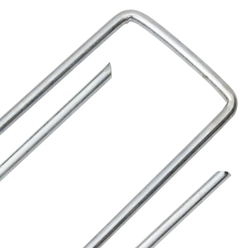 VidaXL 25 kotew gruntowych U 15x3,5 cm stal ocynkowana 4/5