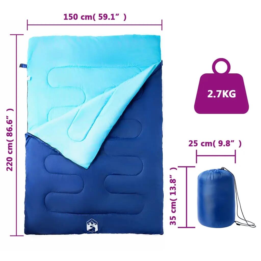 Sac de couchage double adulte VidaXL 3-4 saisons 2 oreillers 5/5