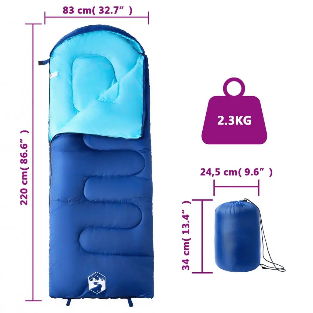 Sac de couchage rectangulaire 3-4 saisons VidaXL adulte bleu nuit 5/5