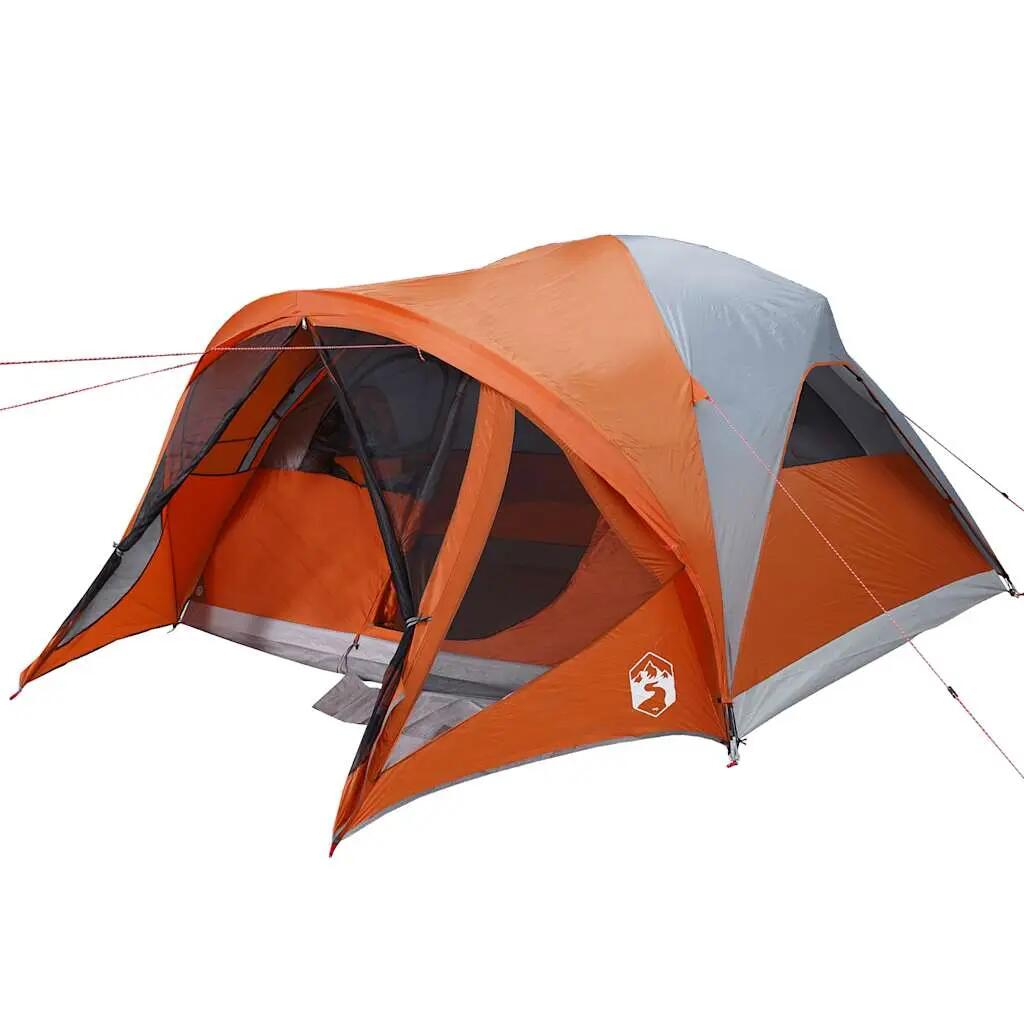 Vidaxl Tente Tunnel 6 Personnes - Étanche Gris et Orange 5/7