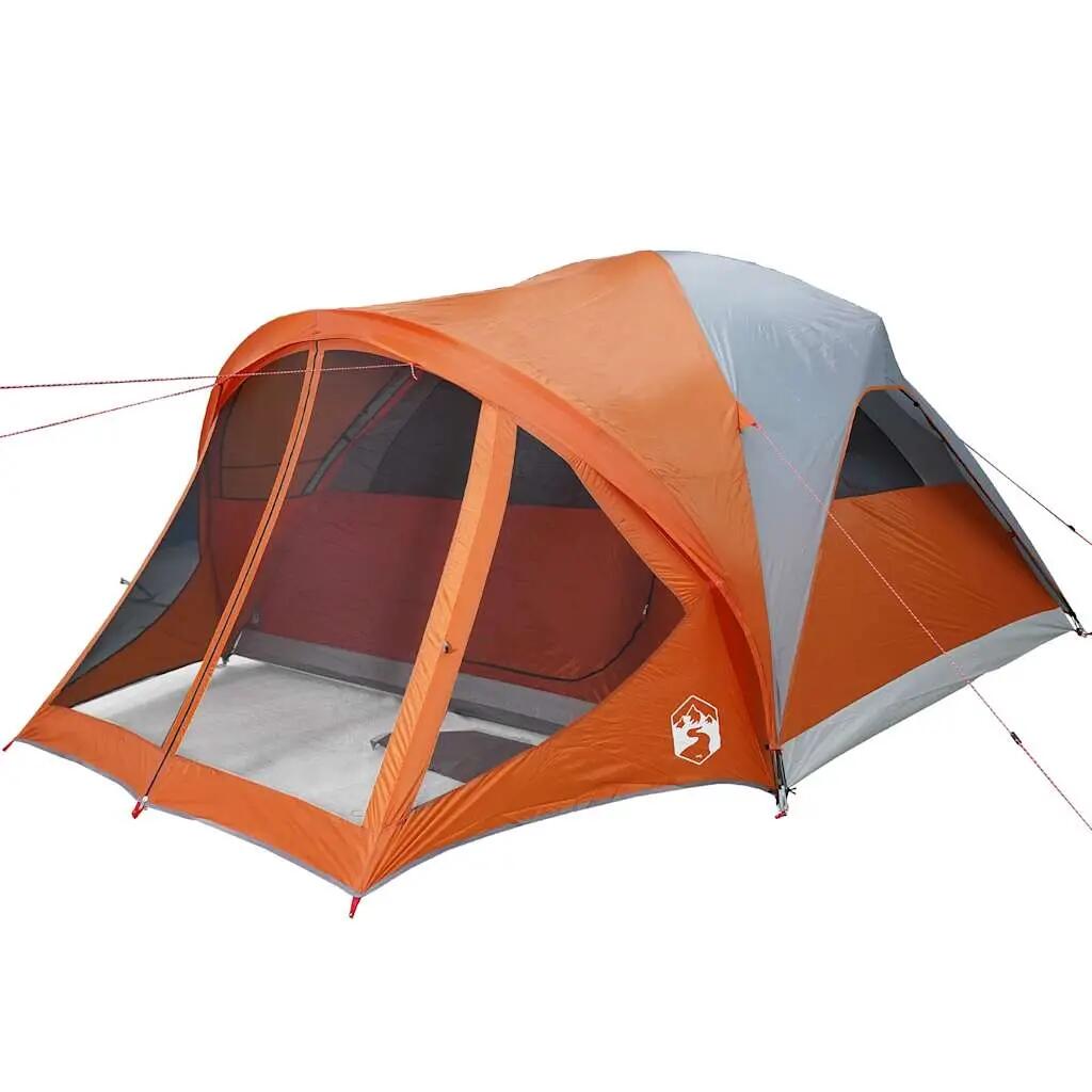 Vidaxl Tente Tunnel 6 Personnes - Étanche Gris et Orange 4/7