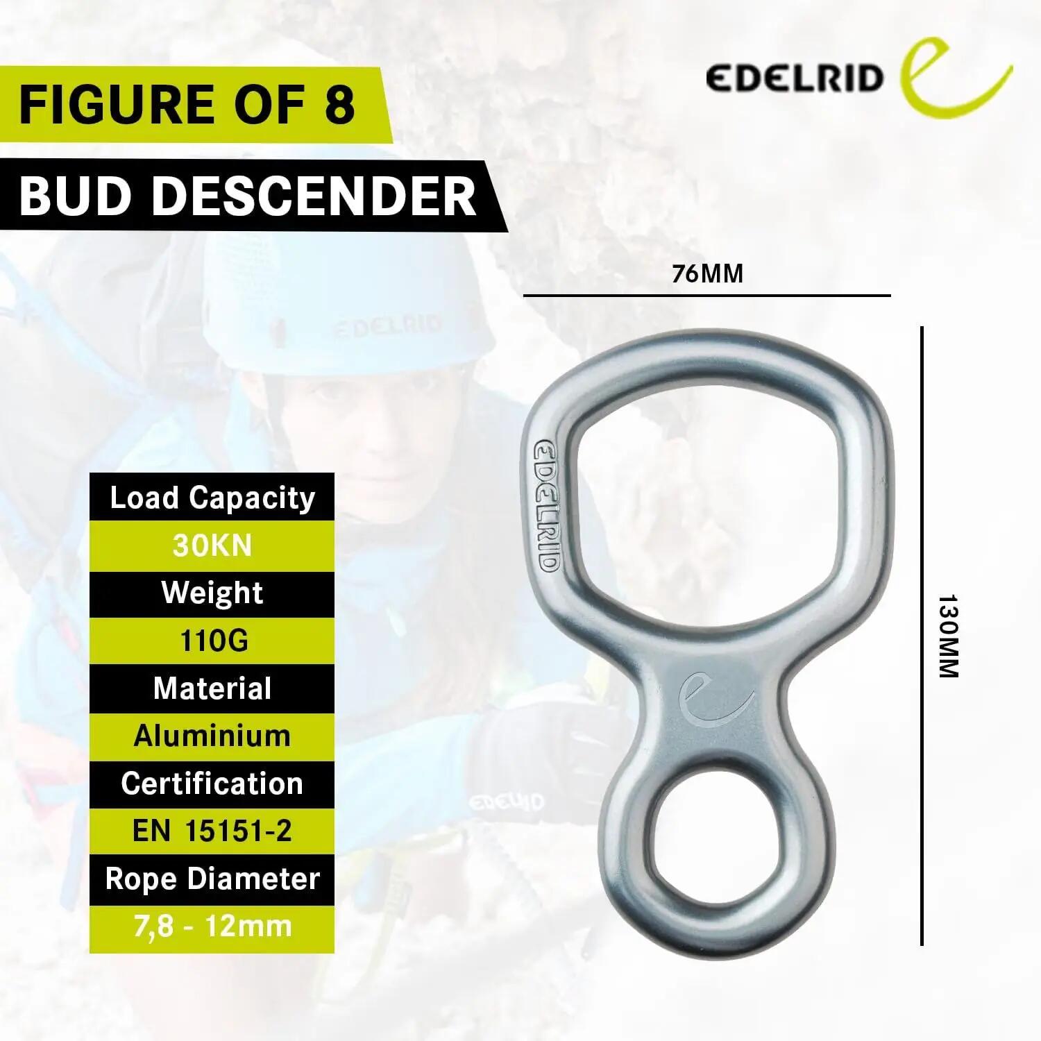 Bud Descender Eight (Slate) Abseiling & Belaying Tool, Pack 2 -  4