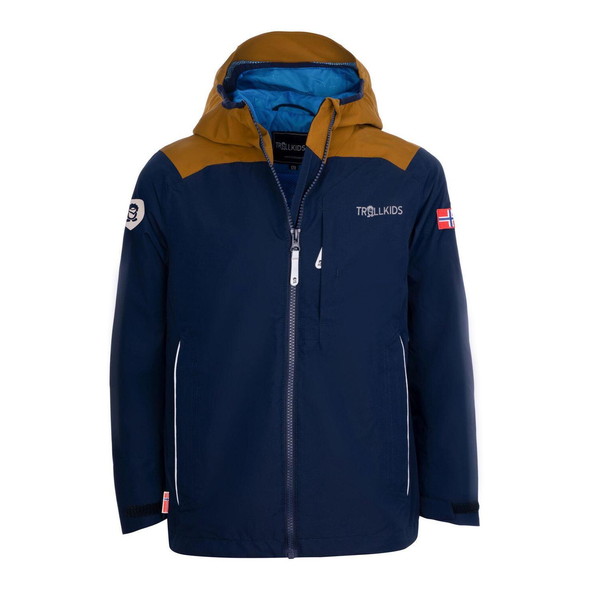 TROLLKIDS Kinder Regenjacke Bergen Bronze/Marineblau