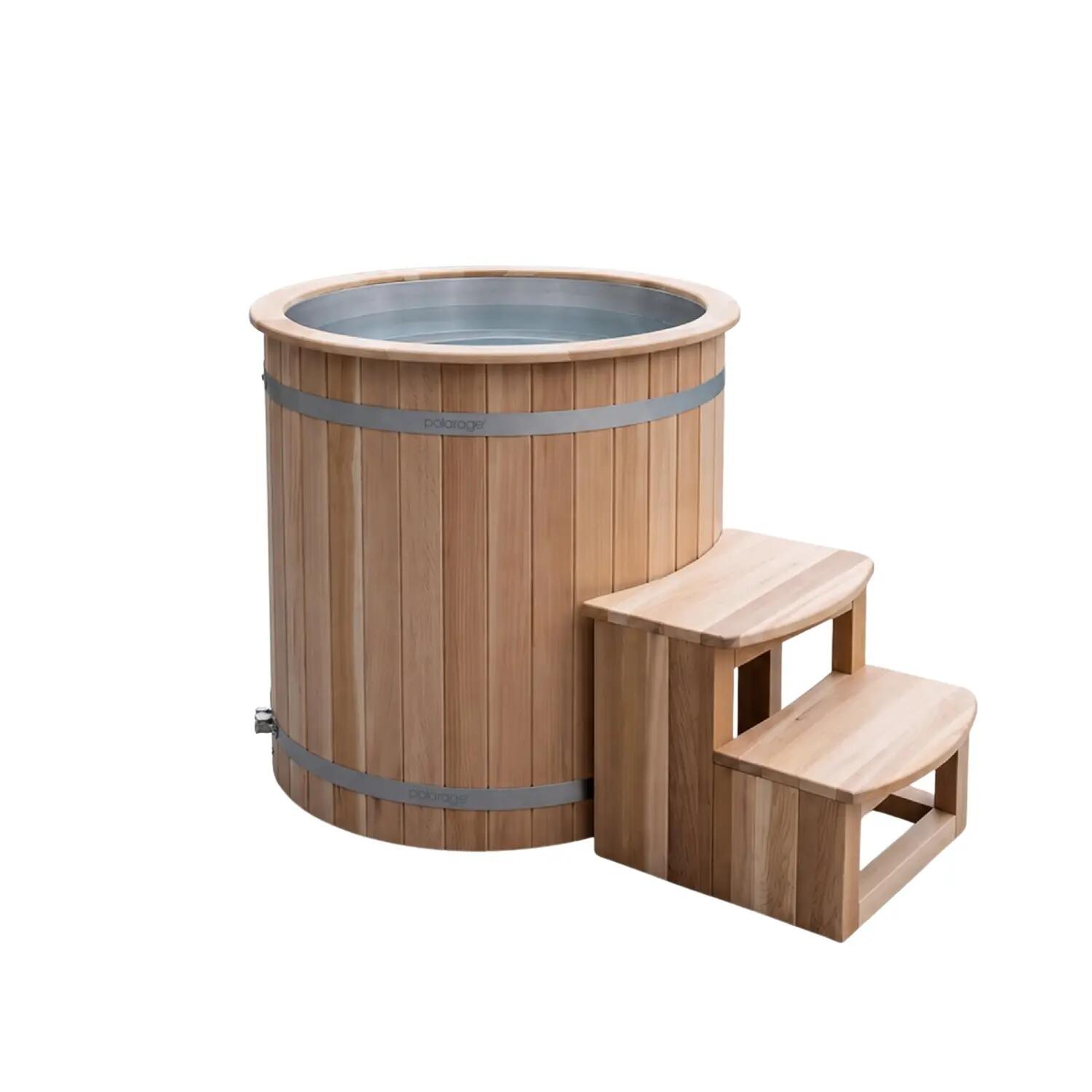 Polarage WS2 Wooden Cold Plunge Ice Bath Tub, Sitting Type, Red