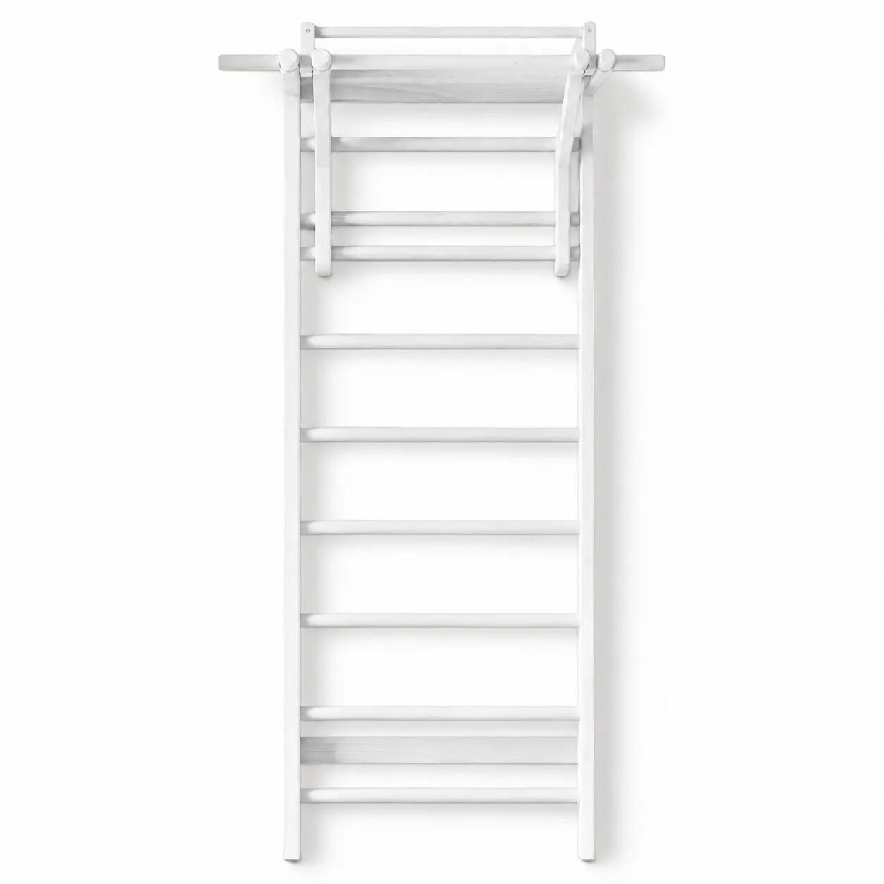Homefittools Wood Plus Wooden Wall-Mounted Stall Bar Swedish Ladder, White