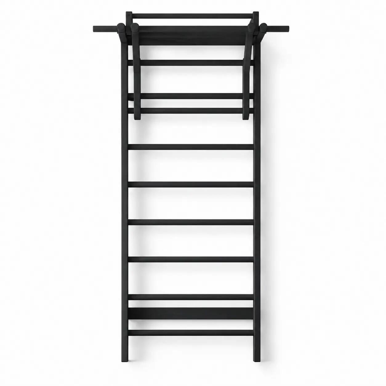 Homefittools Wood Plus Wooden Wall-Mounted Stall Bar Swedish Ladder, Black