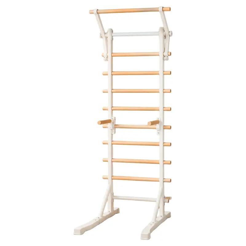 Homefittools Standing Stall Bar Basic Model – White Freestanding Wooden Stall Bar