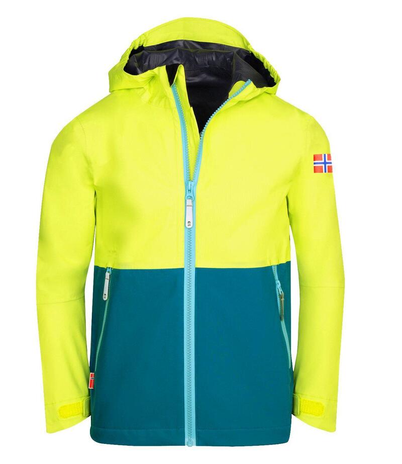 Veste de pluie Haugesund enfants jaune lime/bleu pétrole