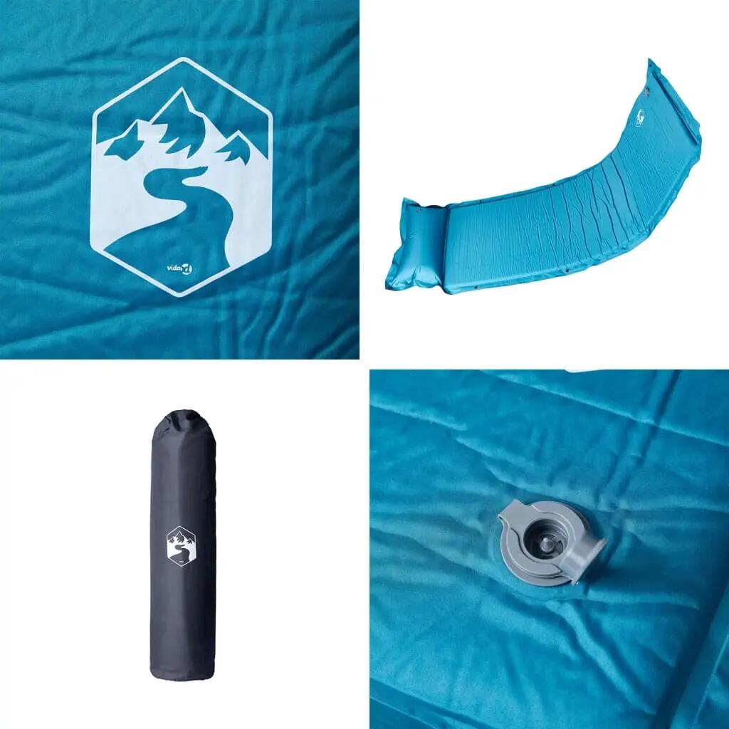 Matelas de Camping Auto-gonflant Vidaxl avec Oreiller - 1 Personne Turquoise 5/7