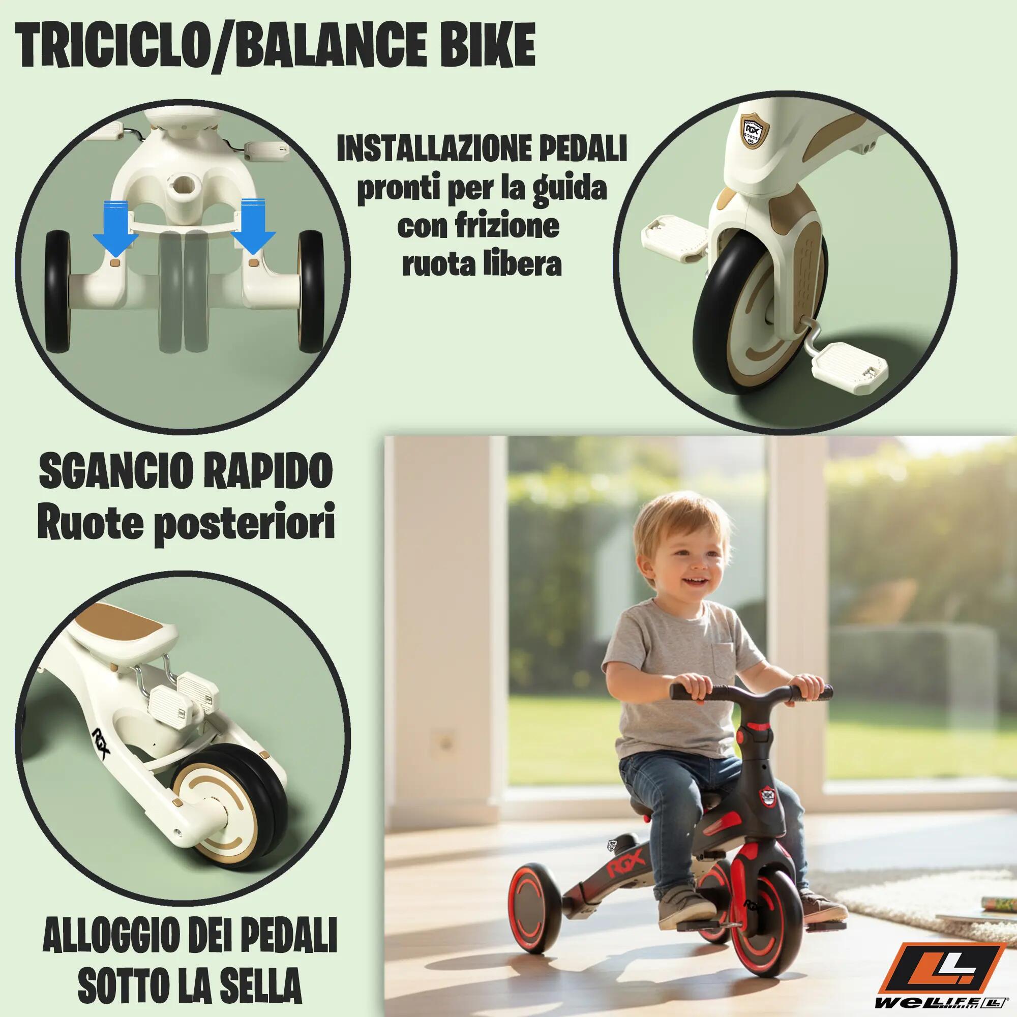 Triciclo Evolutivo 5 in 1 Bambini 1-3 Anni RGX EVO 7/9