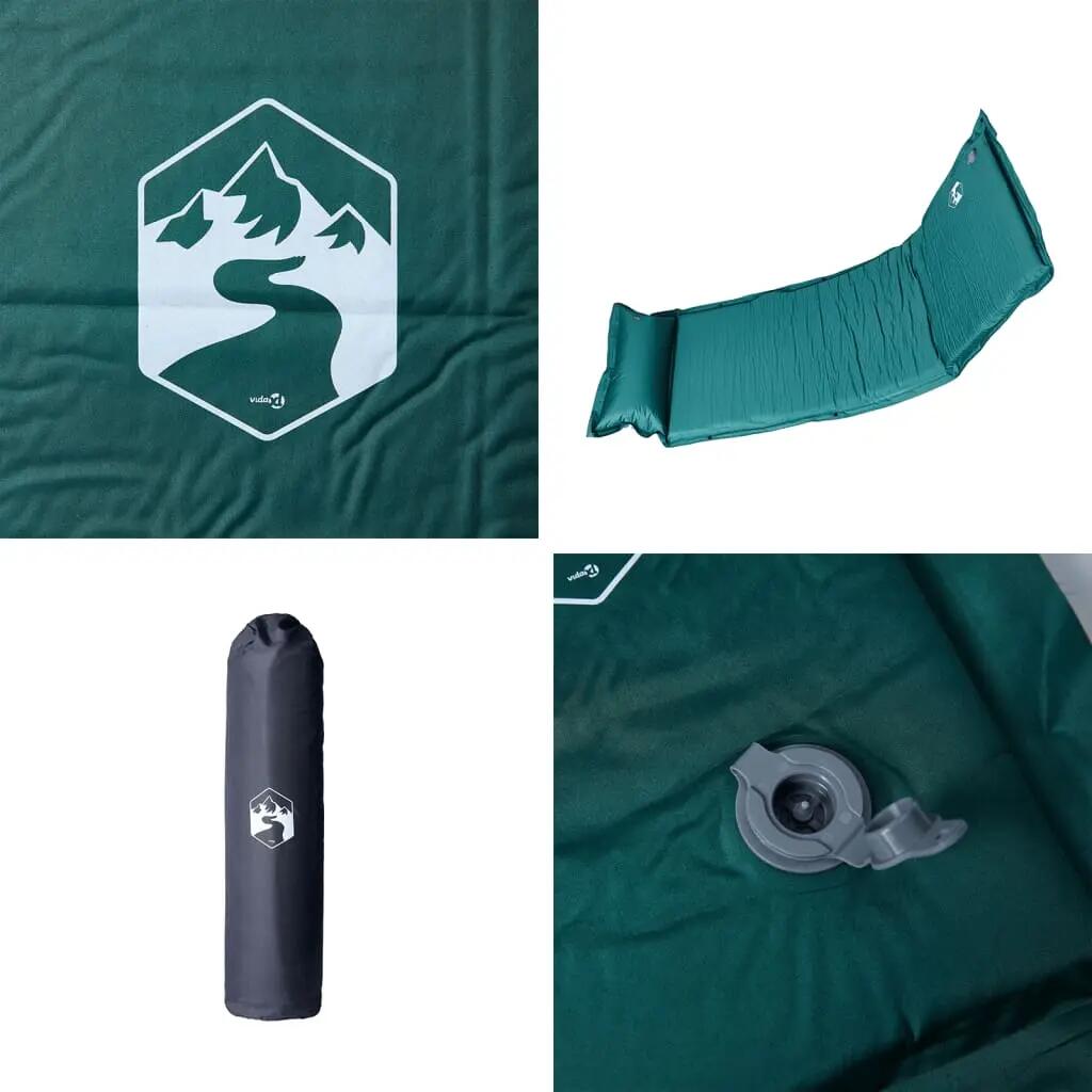 Matelas de Camping Auto-Gonflant Vidaxl avec Oreiller - 1 Personne - Vert 5/7