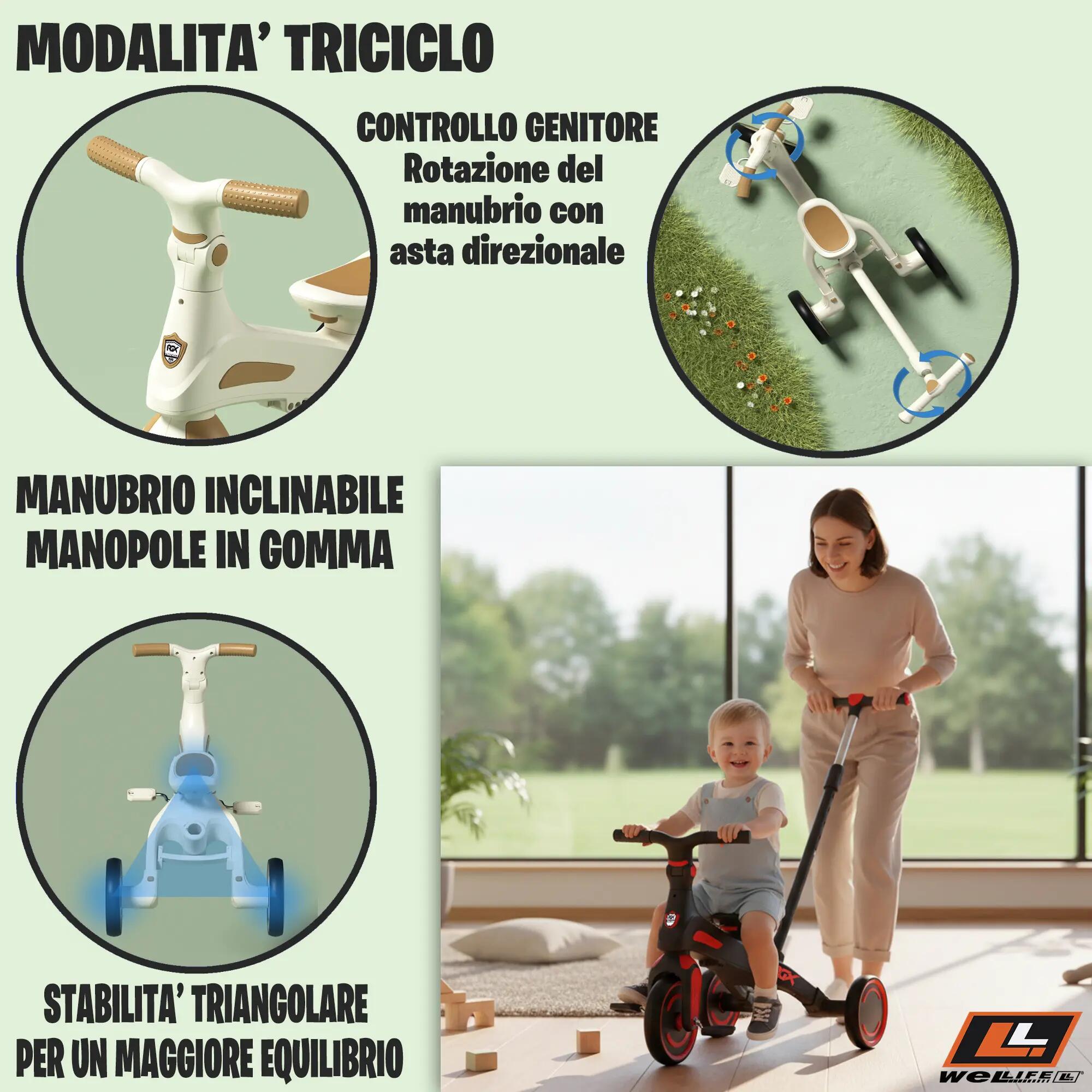 Triciclo Evolutivo 5 in 1 Bambini 1-3 Anni RGX EVO 6/9