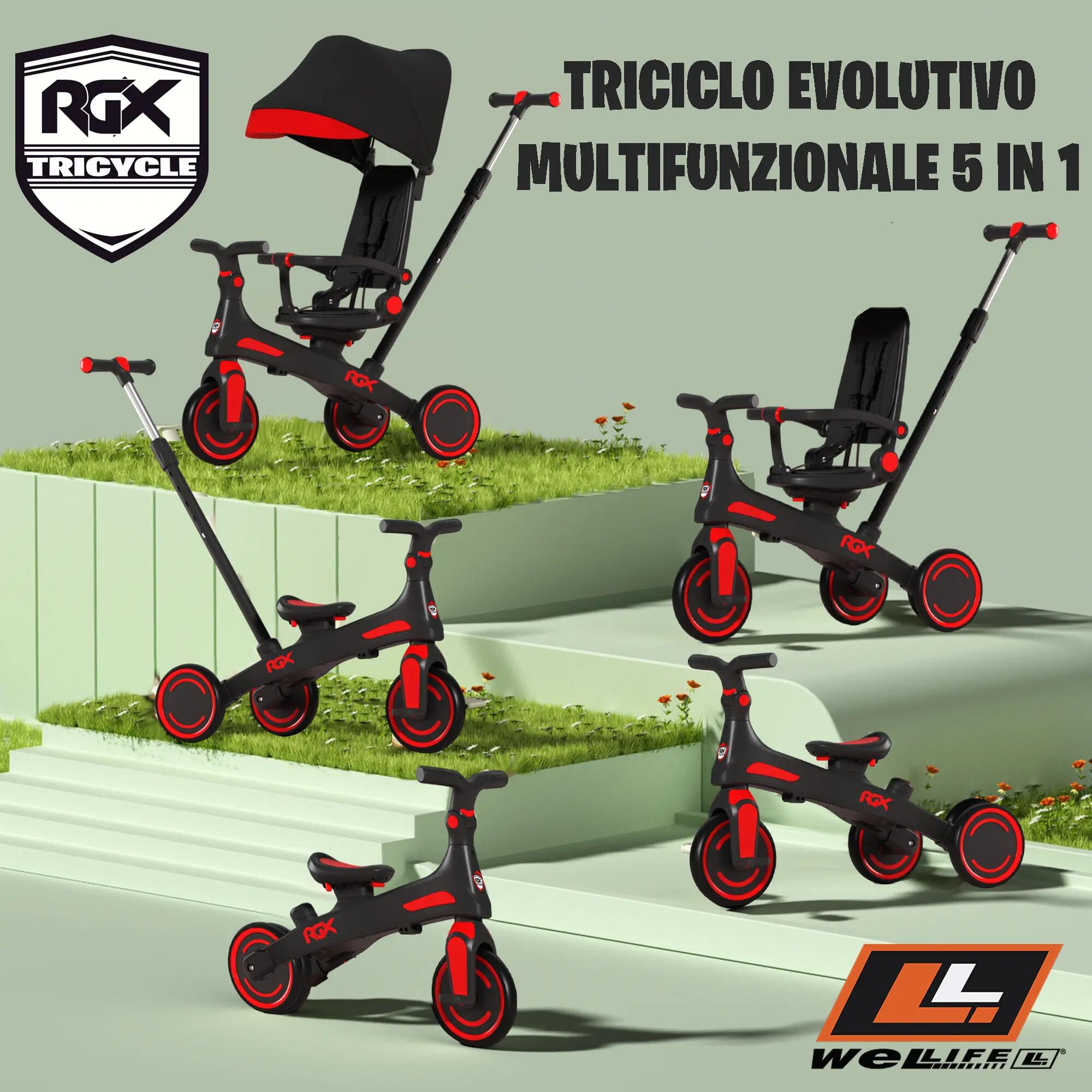 Triciclo Evolutivo 5 in 1 Bambini 1-3 Anni RGX EVO 2/9