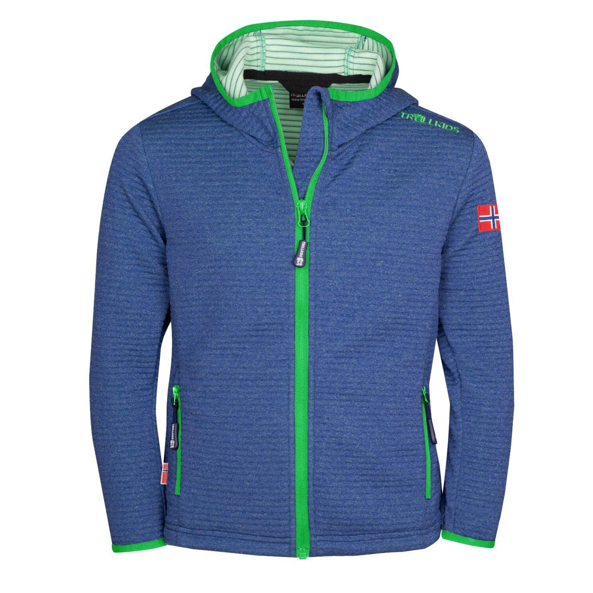 Sogndal children's fleece jacket navy blue / green