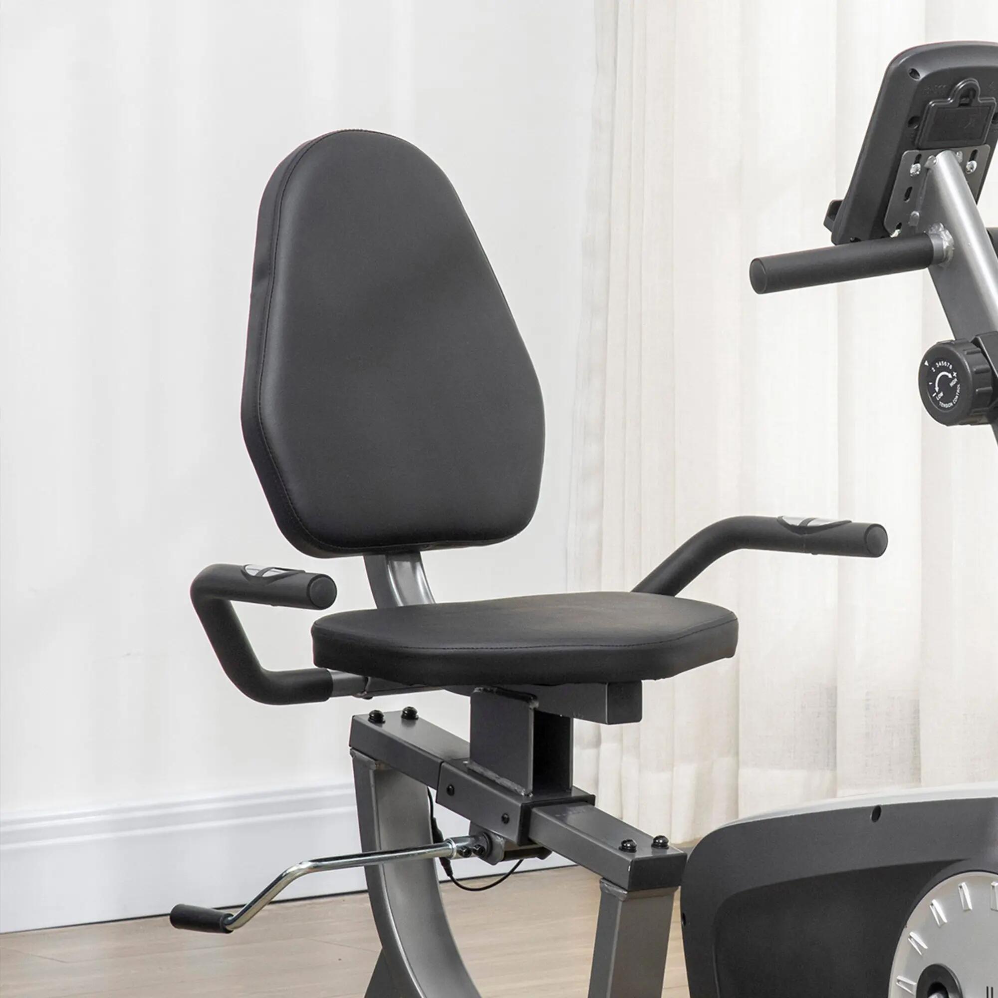 Bicicleta Estática Plegable HOMCOM de 8 Niveles Resistencia Magnética LCD Gris 4/8