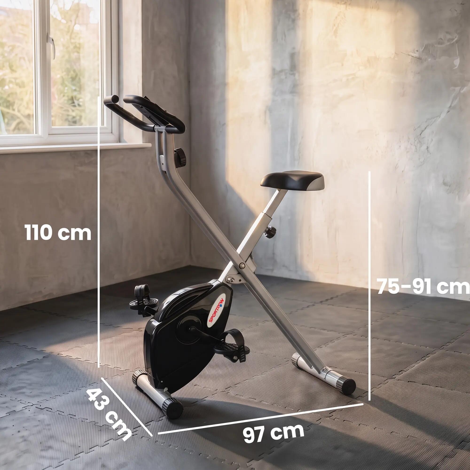 Bicicleta Estática Dobrável 8 Níveis Resistência Magnética LCD Cinzento 3/9