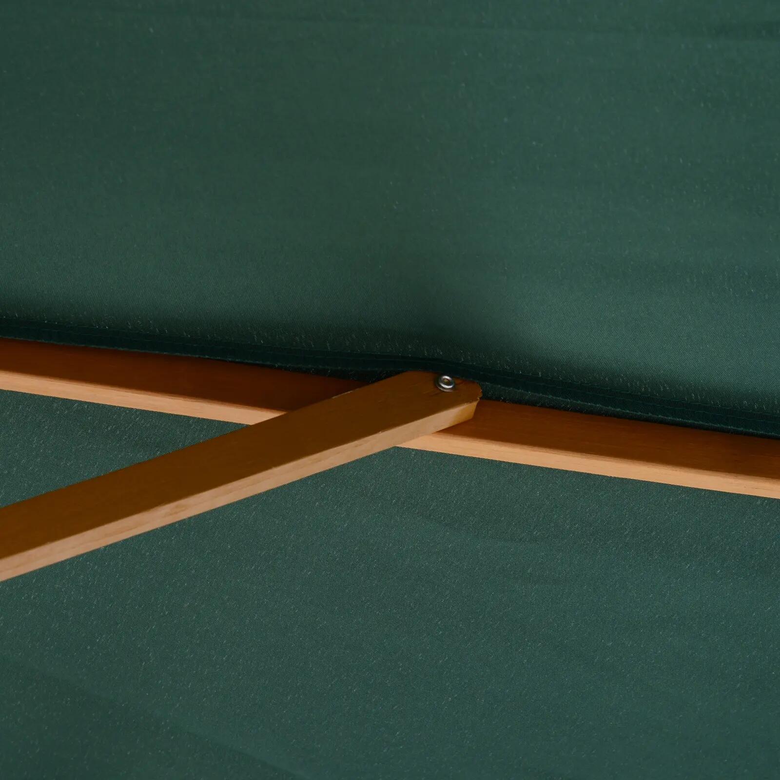 Chapéu de Sol com Mastro de Madeira 300x245 cm Verde Outsunny 4/7