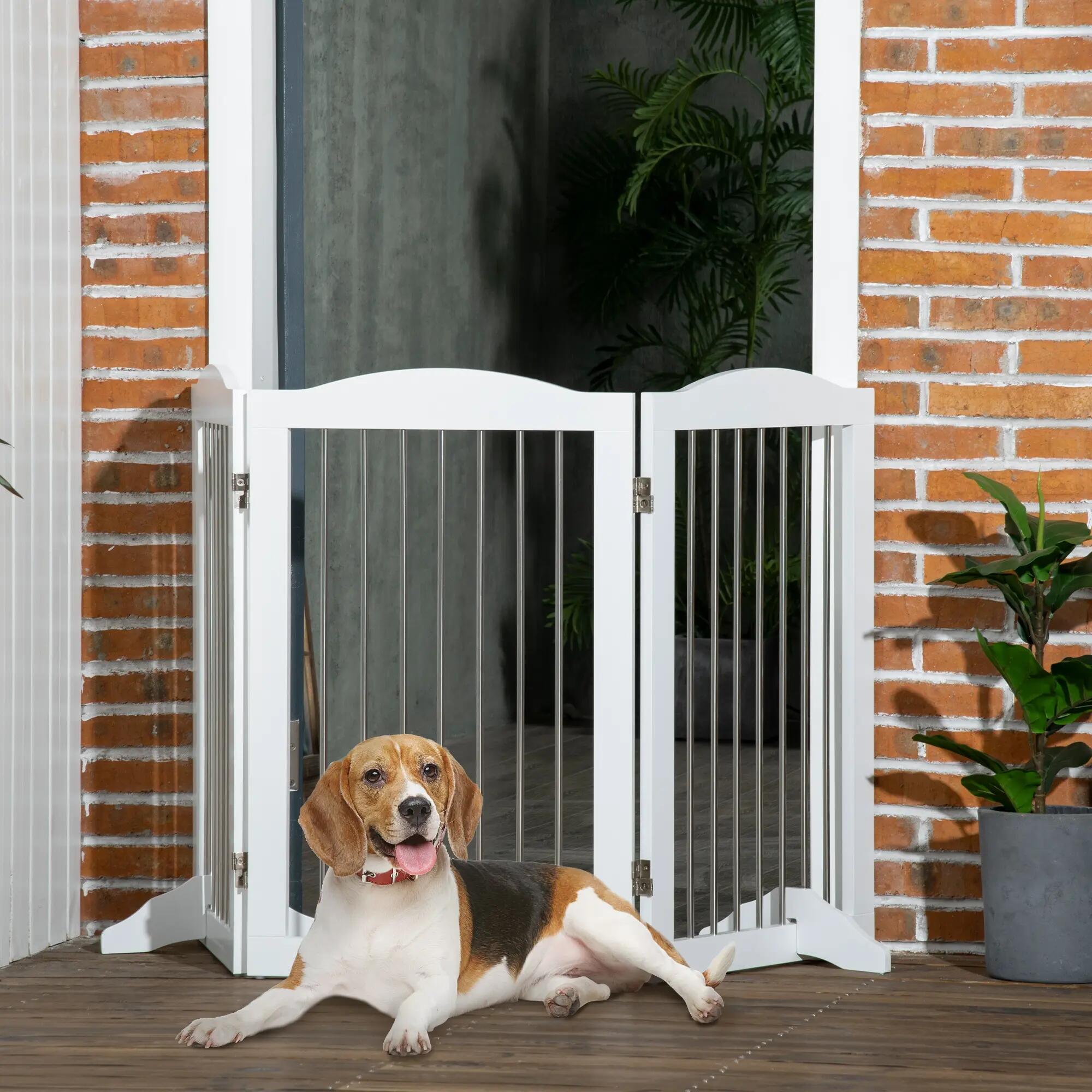Barreira de Segurança para Animais de Estimação PawHut 154x30x80cm Branco 2/7