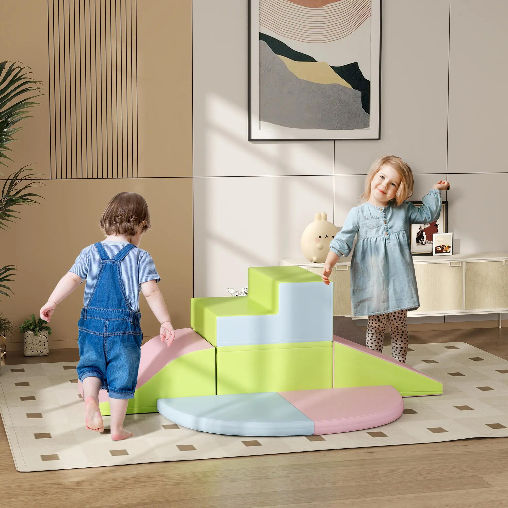 Bloques de Espuma HOMCOM 150x100x24 cm Rosa claro, Verde claro, Azul hielo 2/8