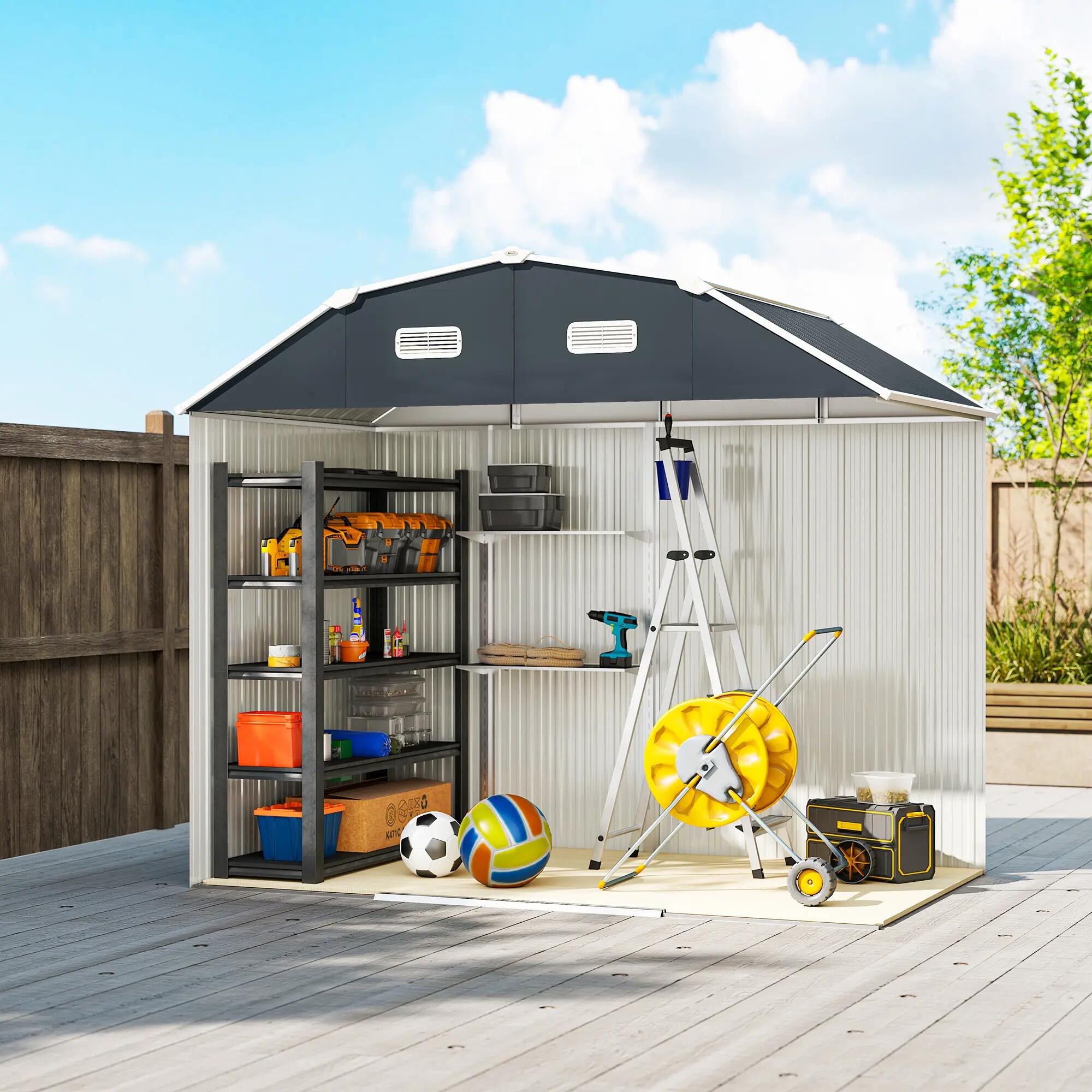Caseta para Guardado de Bicicletas y Material Deportivo Outsunny 238x132x198.5cm 4/7