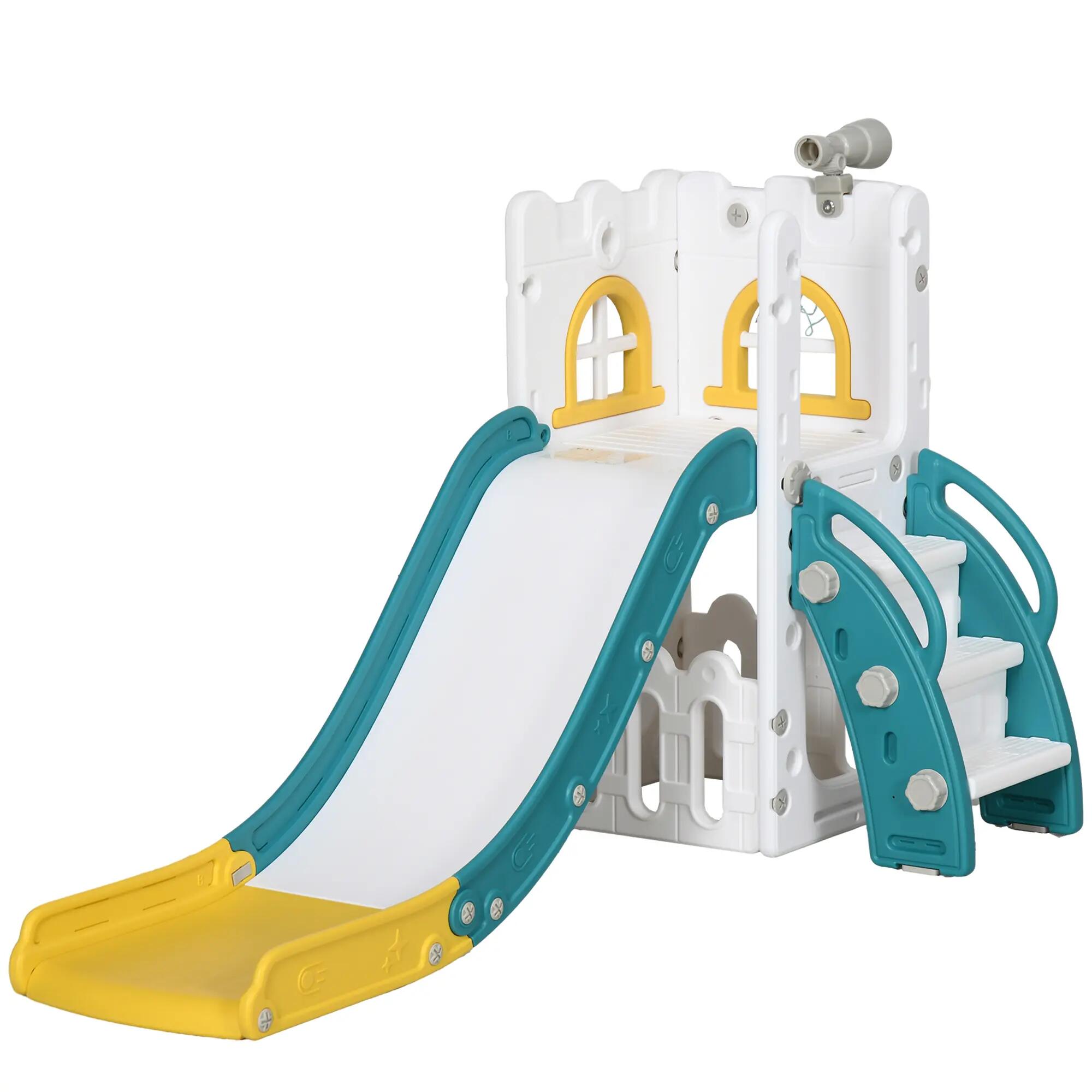 Tobogán Infantil AIYAPLAY 70x177x92 cm Amarillo y Verde 1/6
