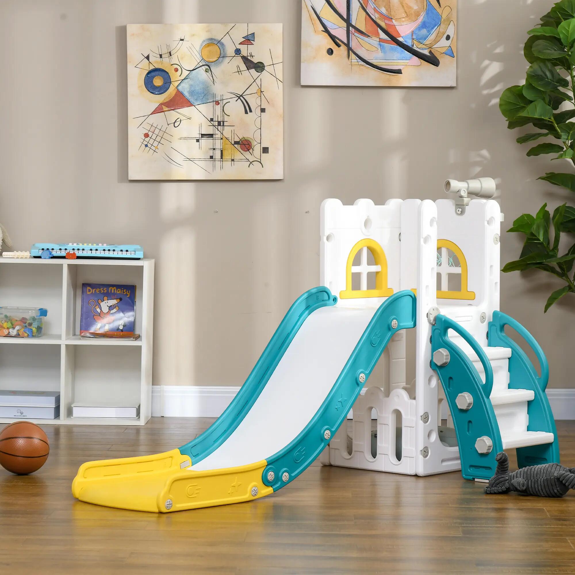 Tobogán Infantil AIYAPLAY 70x177x92 cm Amarillo y Verde 2/6