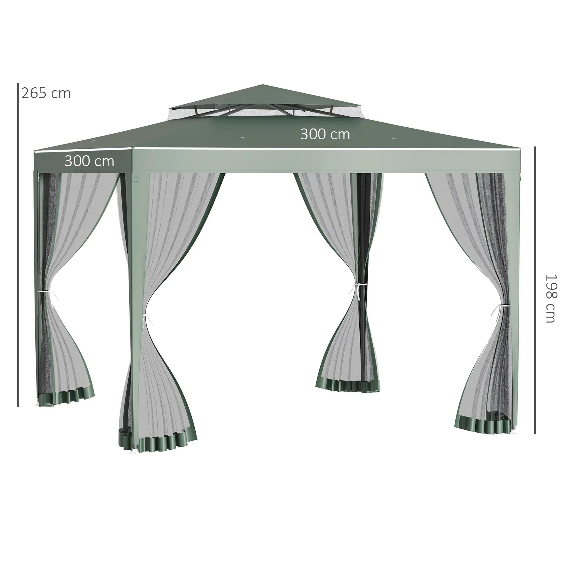 Carpa de Jardín Outsunny 297x297x268 cm Verde 3/7