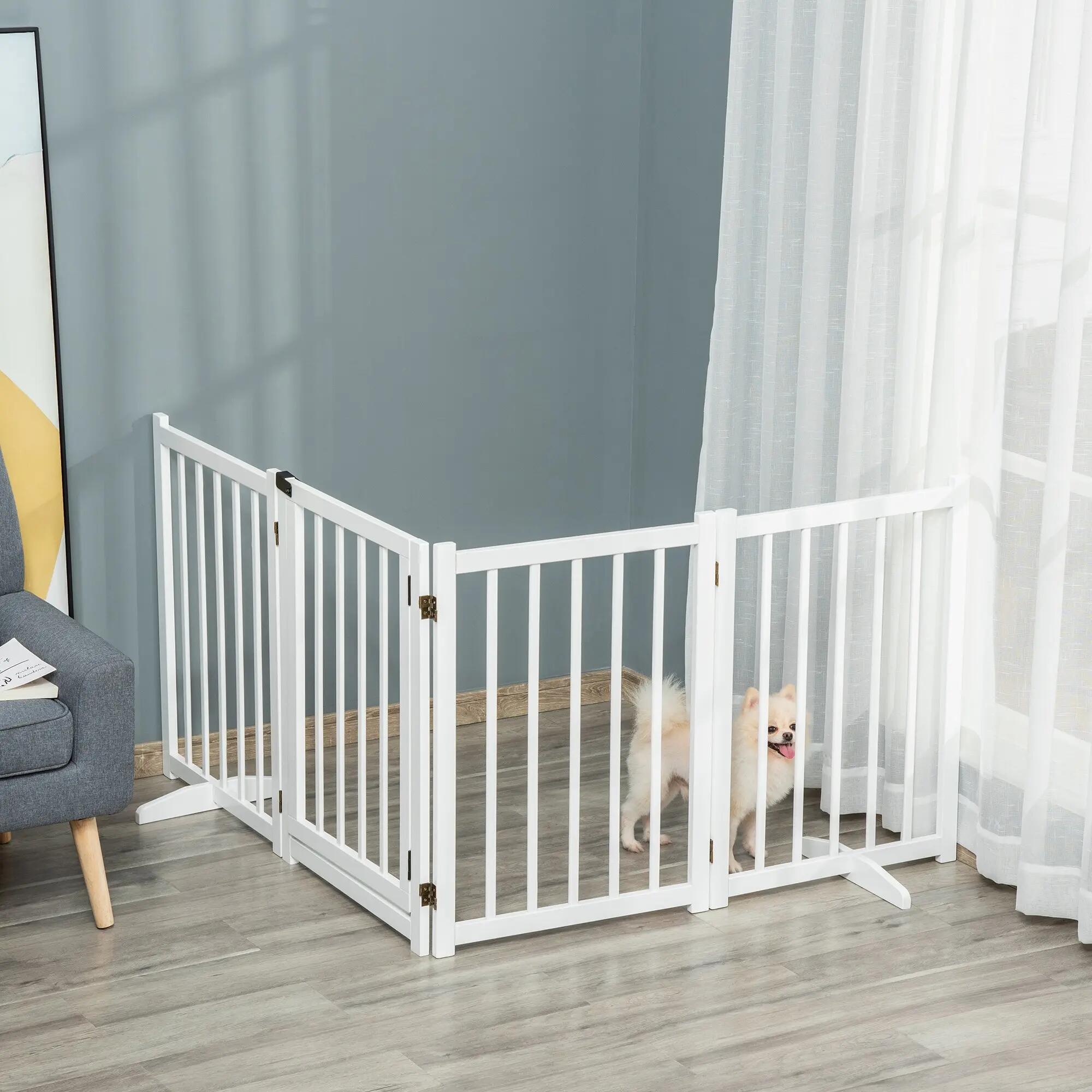 Barreira de segurança cães 237,5x36x80 cm branco PawHut 5/7