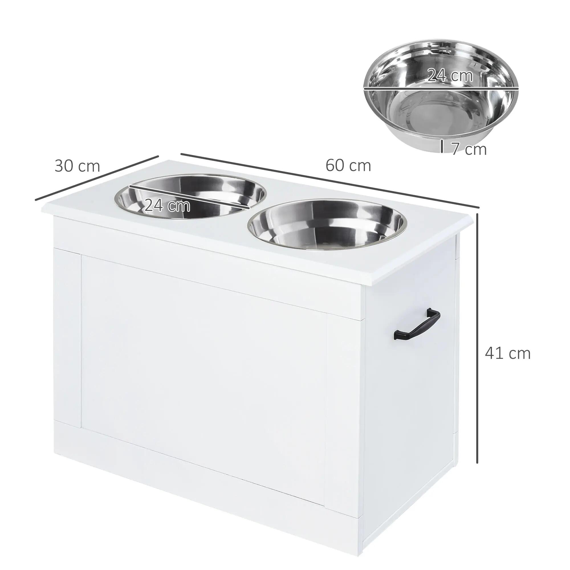 Comedouro elevado para cães 60x30x41 cm branco PawHut 3/7