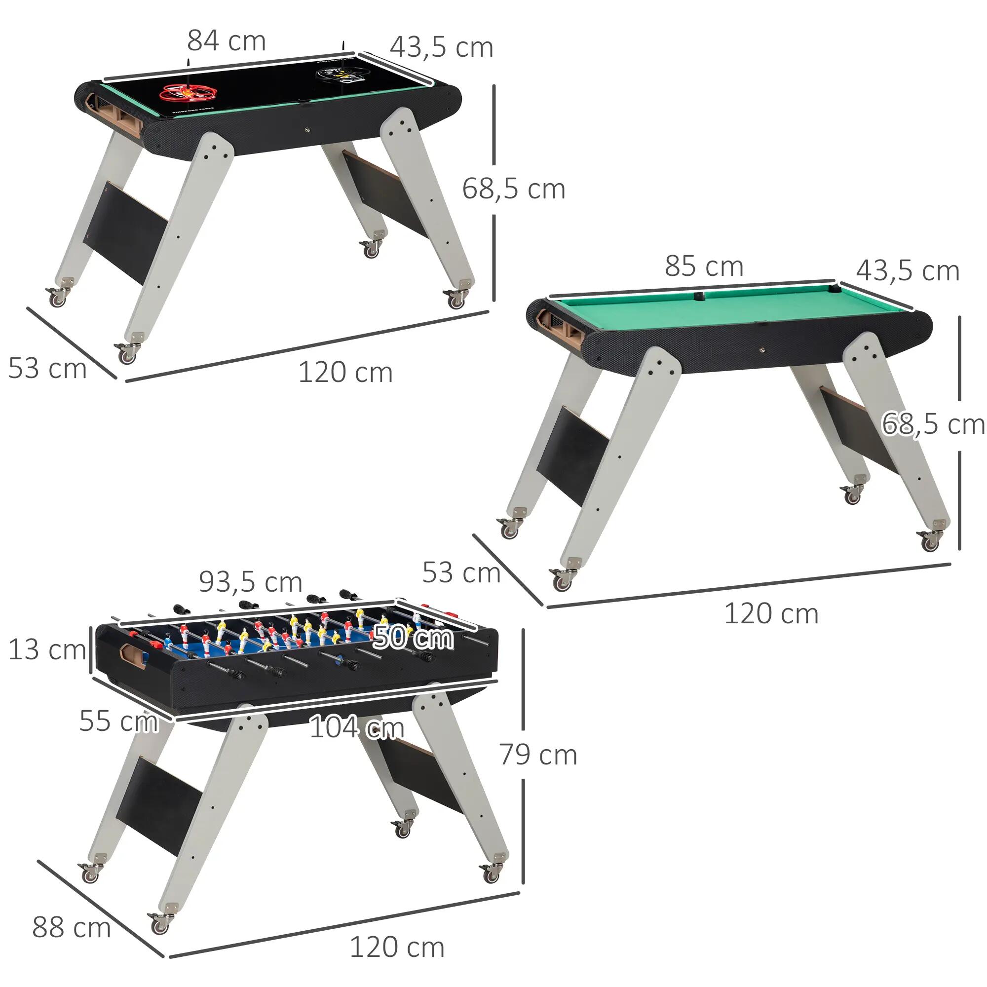 Mesa de Jogos 6 em 1 120x88x79 cm Multicor HOMCOM 3/6