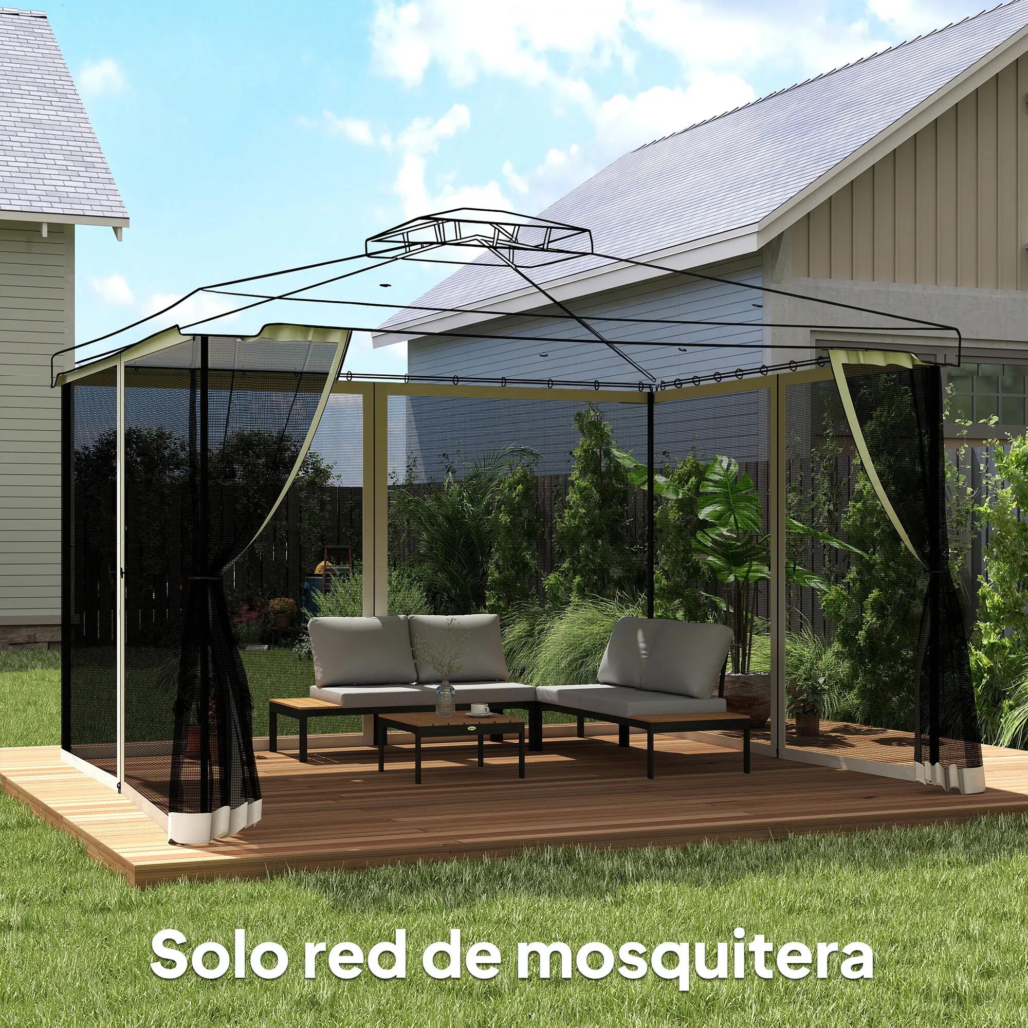 4 Painéis de Rede Mosquiteira para Tenda 335x207 cm Preto Outsunny 5/7