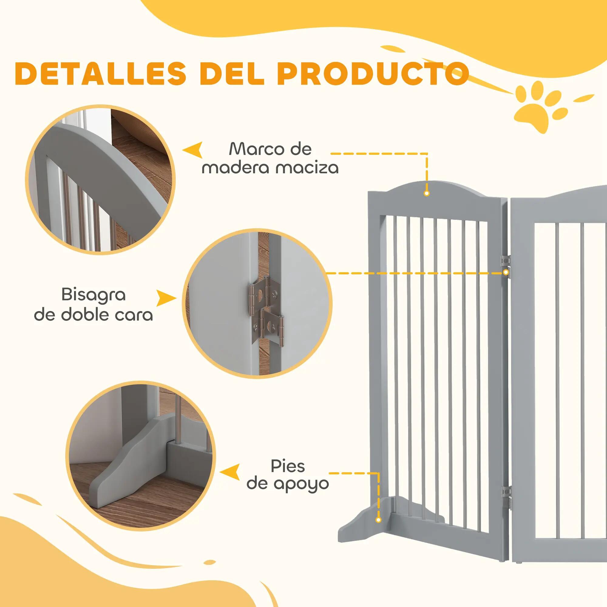 Barreira de segurança cães 154x30x80 cm cinzento PawHut 5/9