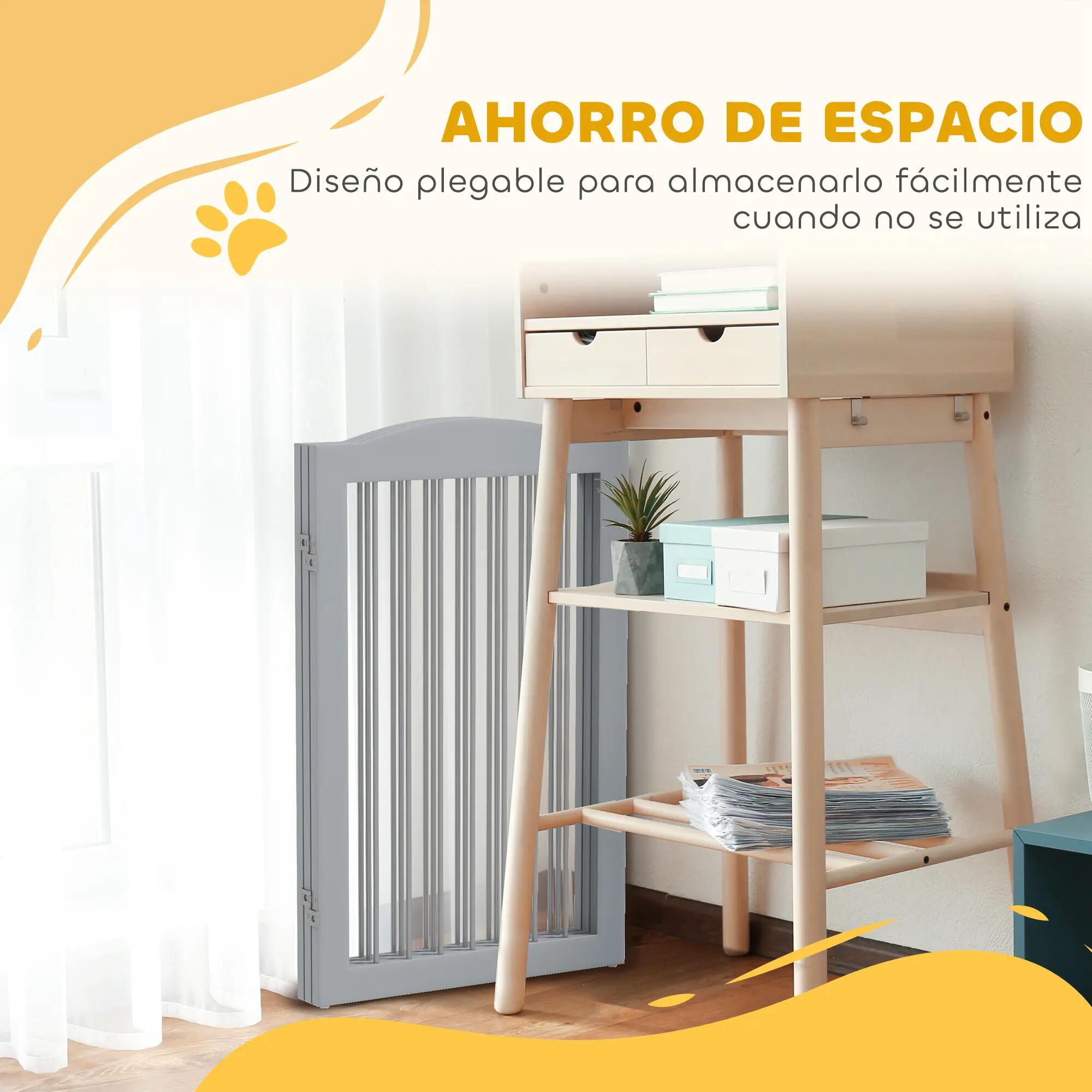 Barreira de segurança cães 154x30x80 cm cinzento PawHut 4/9