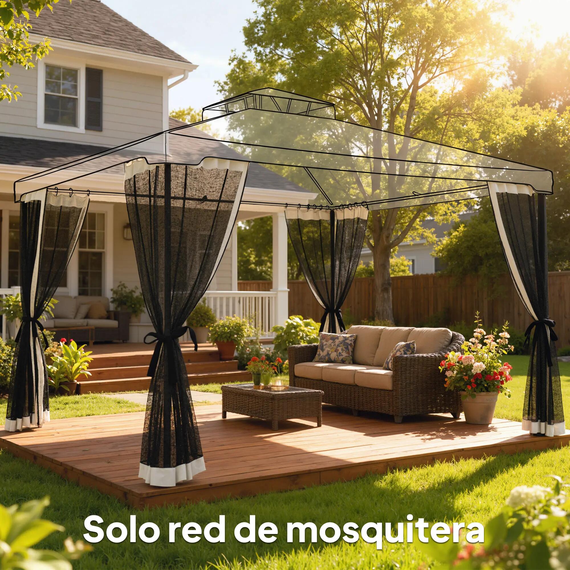 4 Painéis de Rede Mosquiteira para Tenda 335x207 cm Preto Outsunny 2/7