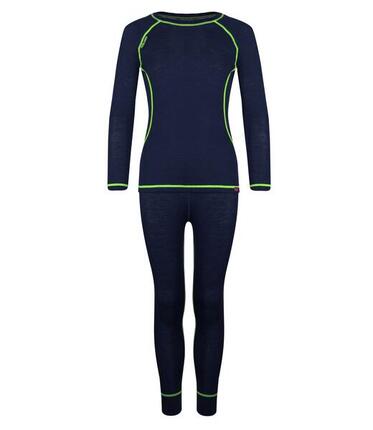 Sous-vêtements Mérinos Enfants Bleu Marine / Vert Vipère