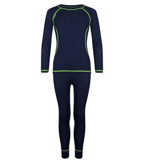 Sous-vêtements Mérinos Enfants Bleu Marine / Vert Vipère