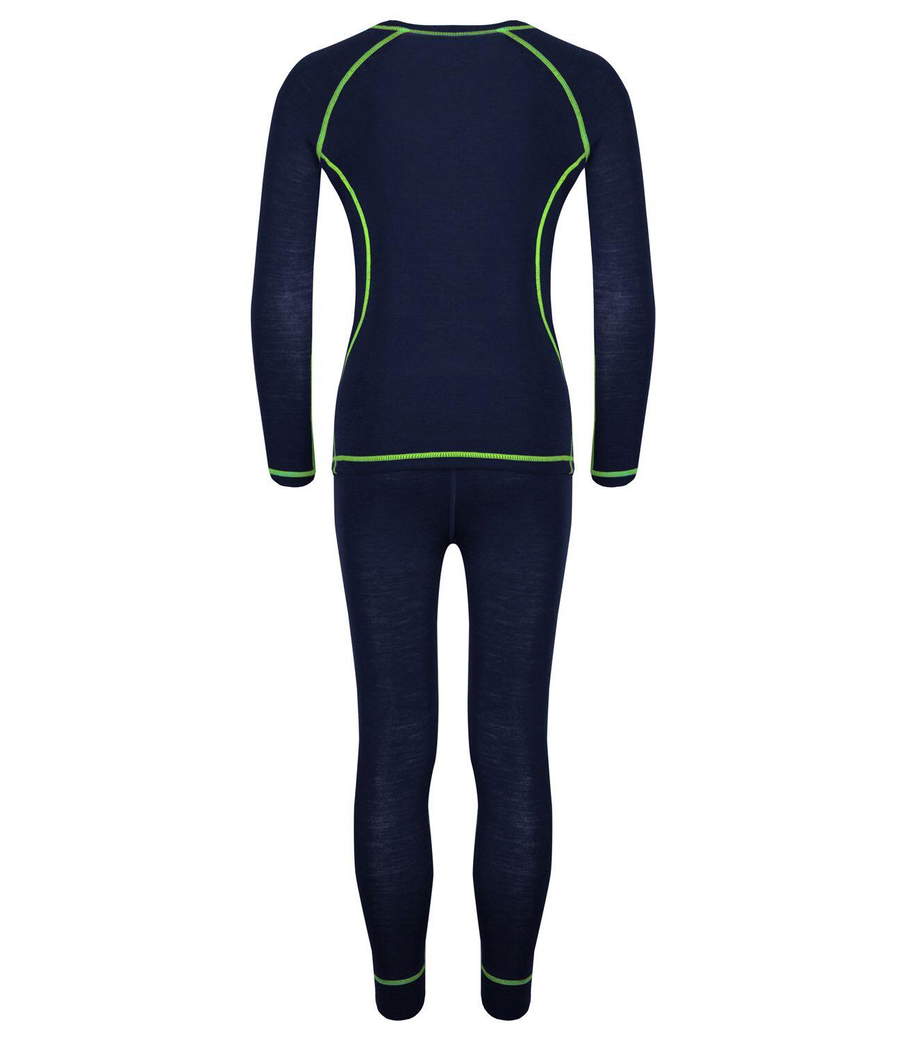 Sous-vêtements Mérinos Enfants Bleu Marine / Vert Vipère 2/5